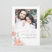 Blush Pink Pampas Grass Sla de datum foto op Save The Date (Staand voorkant)