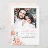 Blush Pink Pampas Grass Sla de datum foto op Save The Date (Voorkant / Achterkant)