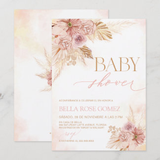 Blush Pink Pampas Grass Spaans Baby shower Invite