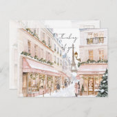 Blush Pink Paris Eiffel Tower Thinking of you Briefkaart (Voorkant / Achterkant)