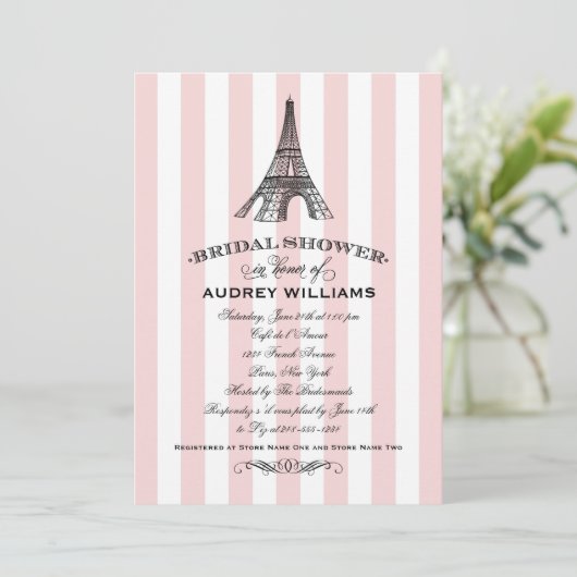 Blush Pink Paris Eiffeltoren Vrijgezellenfeest Kaart (Staand voorkant)
