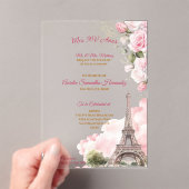 Blush Pink Paris Quinceañera Acryl Uitnodigingen (Insitu (Draagbaar))