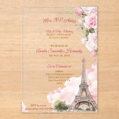 Blush Pink Paris Quinceañera Acryl Uitnodigingen (Voorkant)