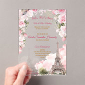 Blush Pink Paris Quinceañera Acryl Uitnodigingen (Insitu (Draagbaar))