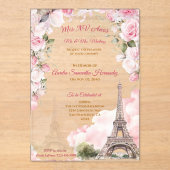 Blush Pink Paris Quinceañera Acryl Uitnodigingen (Voorkant)
