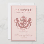 Blush Pink Passport Destination Bachelorette Party Kaart (Voorkant)