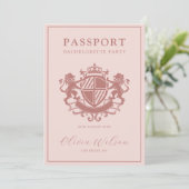 Blush Pink Passport Destination Bachelorette Party Kaart (Staand voorkant)