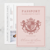 Blush Pink Passport Destination Bachelorette Party Kaart (Voorkant / Achterkant)