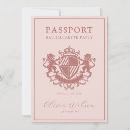 Blush Pink Passport Destination Bachelorette Party Kaart