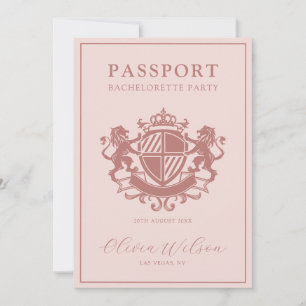 Blush Pink Passport Destination Bachelorette Party Kaart