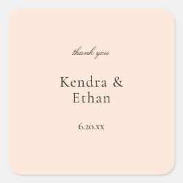Blush Pink Pastel Hartelijk dank Vierkante Sticker