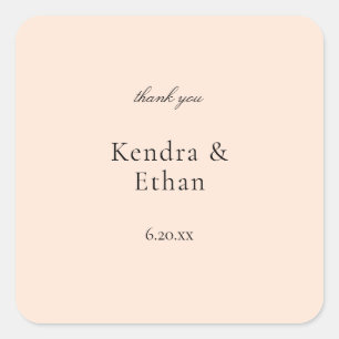 Blush Pink Pastel Hartelijk dank Vierkante Sticker