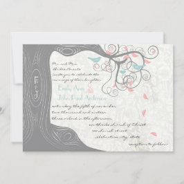 Blush Pink Pastel Mint en Grey Lovebird Wedding Kaart