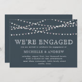 Blush Pink Pastel String Lights verloving Kaart (Voorkant / Achterkant)