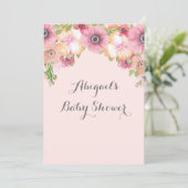 Blush Pink Pastel Waterverf Flowers Baby shower Kaart (Staand voorkant)