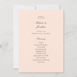 Blush Pink Pastel Wedding Ceremony Program Kaart