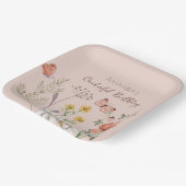 Blush Pink Peach Bloemen Wildflower Square Papieren Bordje (Gebogen)