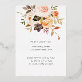 Blush Pink & Peach Floral & Lijst Graduparty Folie Uitnodiging (Achterkant)