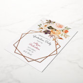 Blush Pink & Peach Floral & Lijst Graduparty Folie Uitnodiging (Gedraaid)