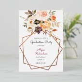 Blush Pink & Peach Floral & Lijst Graduparty Folie Uitnodiging (Staand Voorkant)