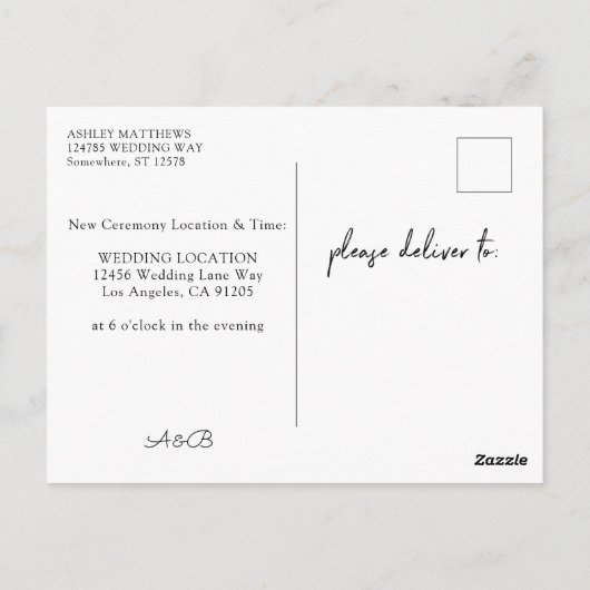 Blush Pink Peach Floral Verander de datum 2 Briefk Briefkaart (Achterkant)
