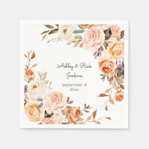 Blush Pink & Peach Floral Wedding Servet