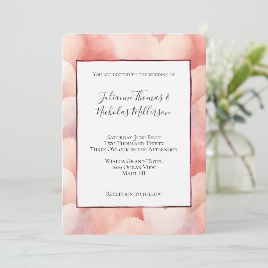 Blush Pink Peach Hearts Wedding Kaart (Staand voorkant)