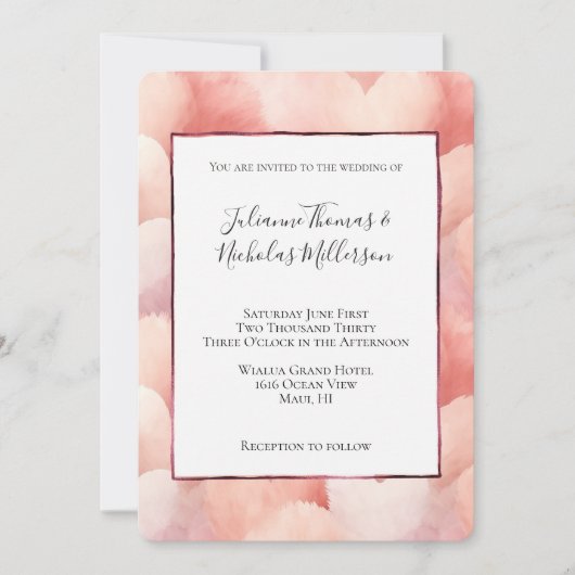 Blush Pink Peach Hearts Wedding Kaart (Voorkant)