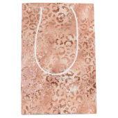 Blush Pink Peach Luipaard Print Sparkle Medium Cadeauzakje (Voorkant)