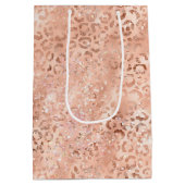 Blush Pink Peach Luipaard Print Sparkle Medium Cadeauzakje (Achterkant)