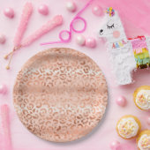 Blush Pink Peach Luipaard Print Sparkle Papieren Bordje (Feest)