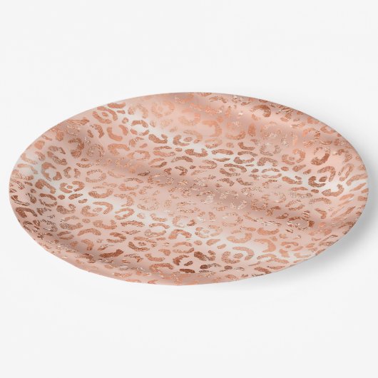 Blush Pink Peach Luipaard Print Sparkle Papieren Bordje (Gekanteld)