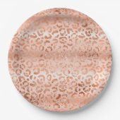 Blush Pink Peach Luipaard Print Sparkle Papieren Bordje (Voorkant)