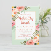 Blush Pink Peach Mint Floral Moederdag Brunch Kaart (Staand voorkant)