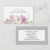 Blush Pink Peach Paarse Floral Waterverf Weddensch Visitekaartje (Voorkant / Achterkant)