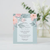 Blush Pink Peach PEONIES Weddenschap Uitnodigen to (Staand voorkant)