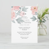 Blush Pink Peach PEONIES Weddenschap Uitnodigen to (Staand voorkant)