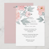 Blush Pink Peach PEONIES Weddenschap Uitnodigen to (Voorkant / Achterkant)