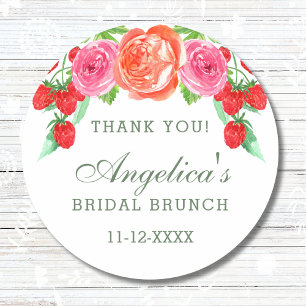 Blush Pink Peach Peony Bridal Brunch Dank u Ronde Sticker