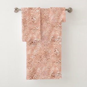 Blush Pink Peach Roos Gold Leopard Bad Handdoek