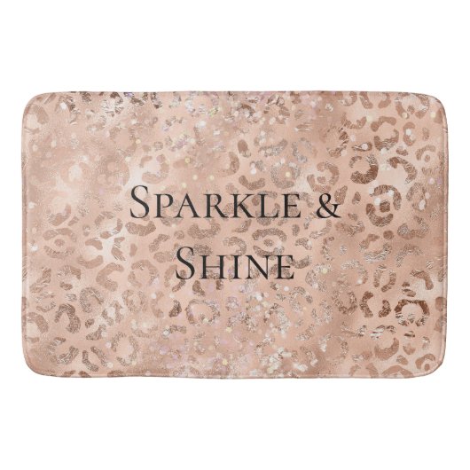 Blush Pink Peach Roos Gold Leopard Badmat (Voorkant)
