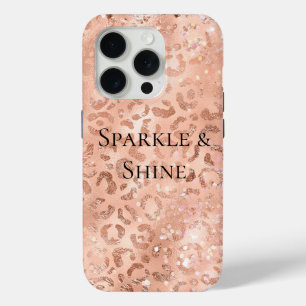 Blush Pink Peach Roos Gold Leopard iPhone 15 Pro Case