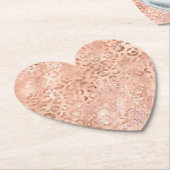 Blush Pink Peach Roos Gold Leopard Kartonnen Onderzetters (Gekanteld)