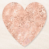 Blush Pink Peach Roos Gold Leopard Kartonnen Onderzetters (Voorkant)