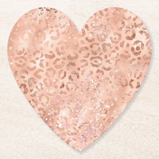 Blush Pink Peach Roos Gold Leopard Kartonnen Onderzetters (Voorkant)