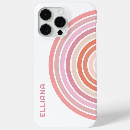 Blush Pink Peach Sinaasappel Rode Mideeuw Stripes Case-Mate iPhone Case (Achterkant)