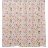 Blush Pink Peach Wildflower Douchegordijn (Voorkant)