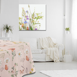 Blush Pink Peach Wildflower Tafelkleed