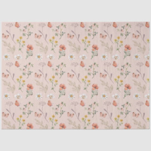 Blush Pink Peach Wildflower Tissuepapier