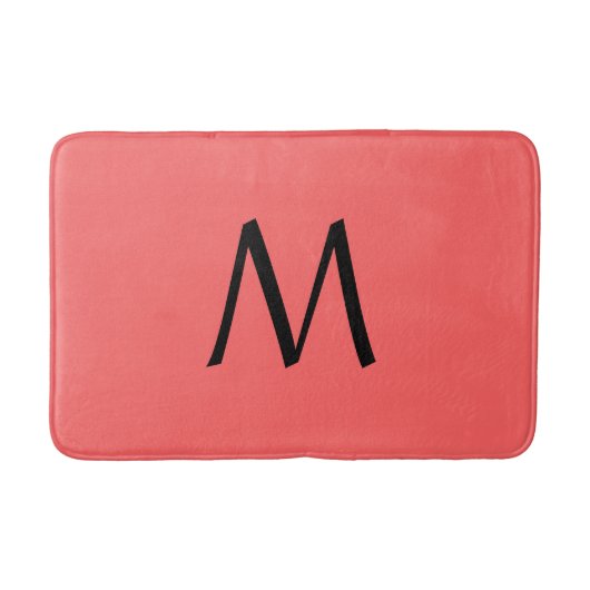 Blush Pink Peach Zwart Monogram Badmat (Voorkant)